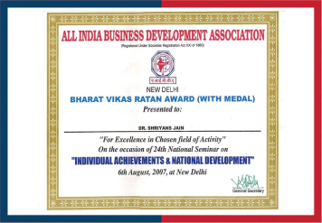 dr-shriyans-jain-awarded-with-bharat-vikas-ratan-award