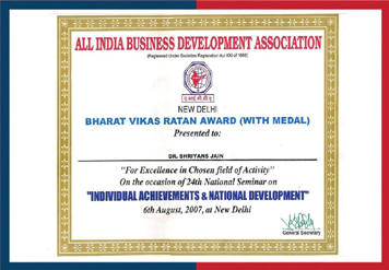 dr-shriyans-jain-awarded-with-bharat-vikas-ratan-award