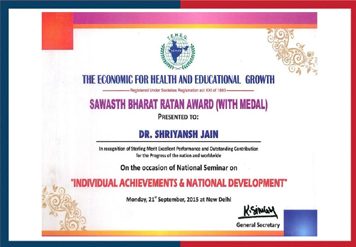 dr-shriyans-jain-awarded-with-sawasth-bharat-ratan-award